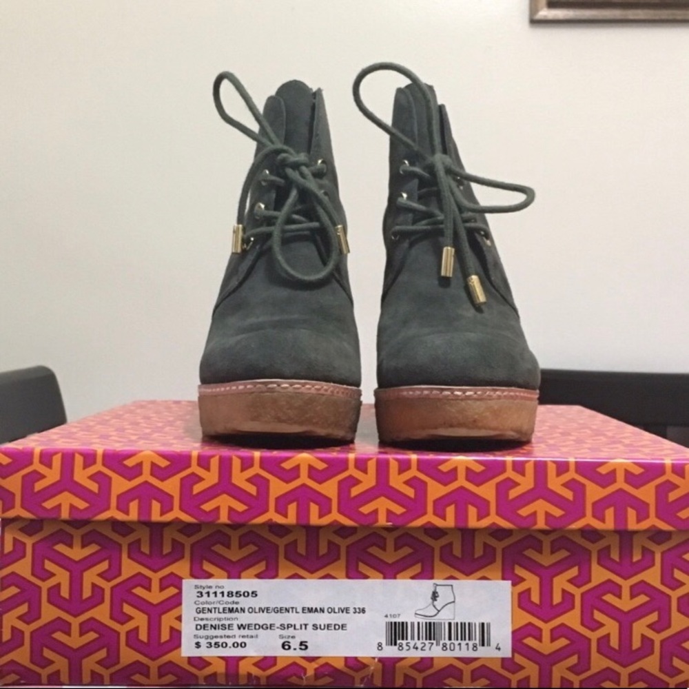 Tory Burch Suede Olive Wedges